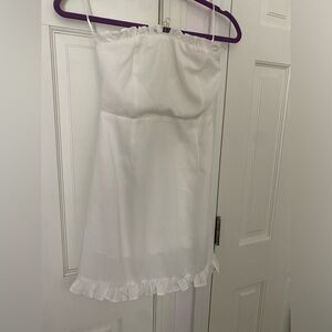 White summer dress ruffle MEDIUM